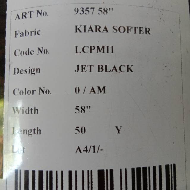 Jetblack mta (kiara softer) per setengah meter