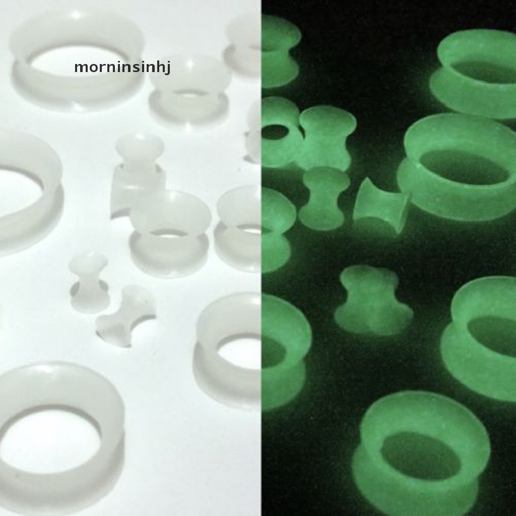 Mor Pelebar Tindikan Telinga Bahan Silikon Glow In The Dark Ukuran 4mm