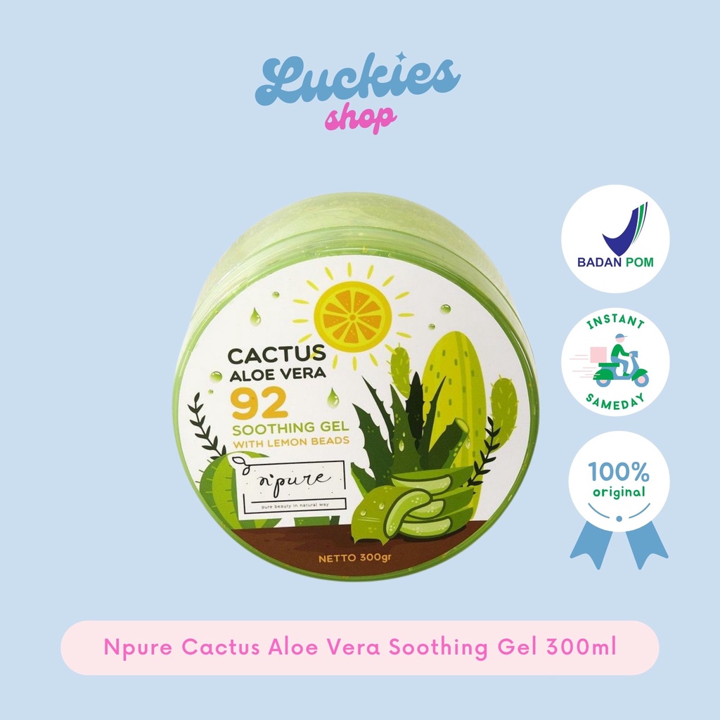 BPOM Npure Cactus Aloe Vera Soothing Gel 300ml Gel Lidah Buaya Sleeping Mask Make Up Base Pelembab Wajah