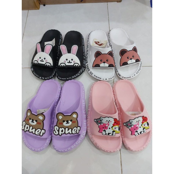 Sandal bakpao Selop Wanita karakter lucu bahan spons empuk lembut dan halus DK-V20p, awet,tidak licin,terlaris,murah