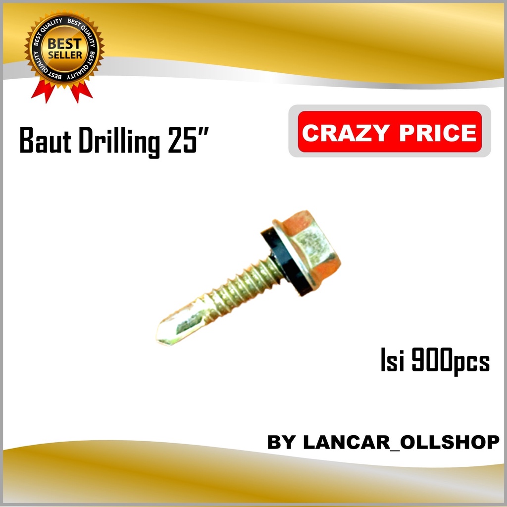 Baut Baja Ringan Roofing Drilling 25 MM Perkotak Isi 900 Pcs