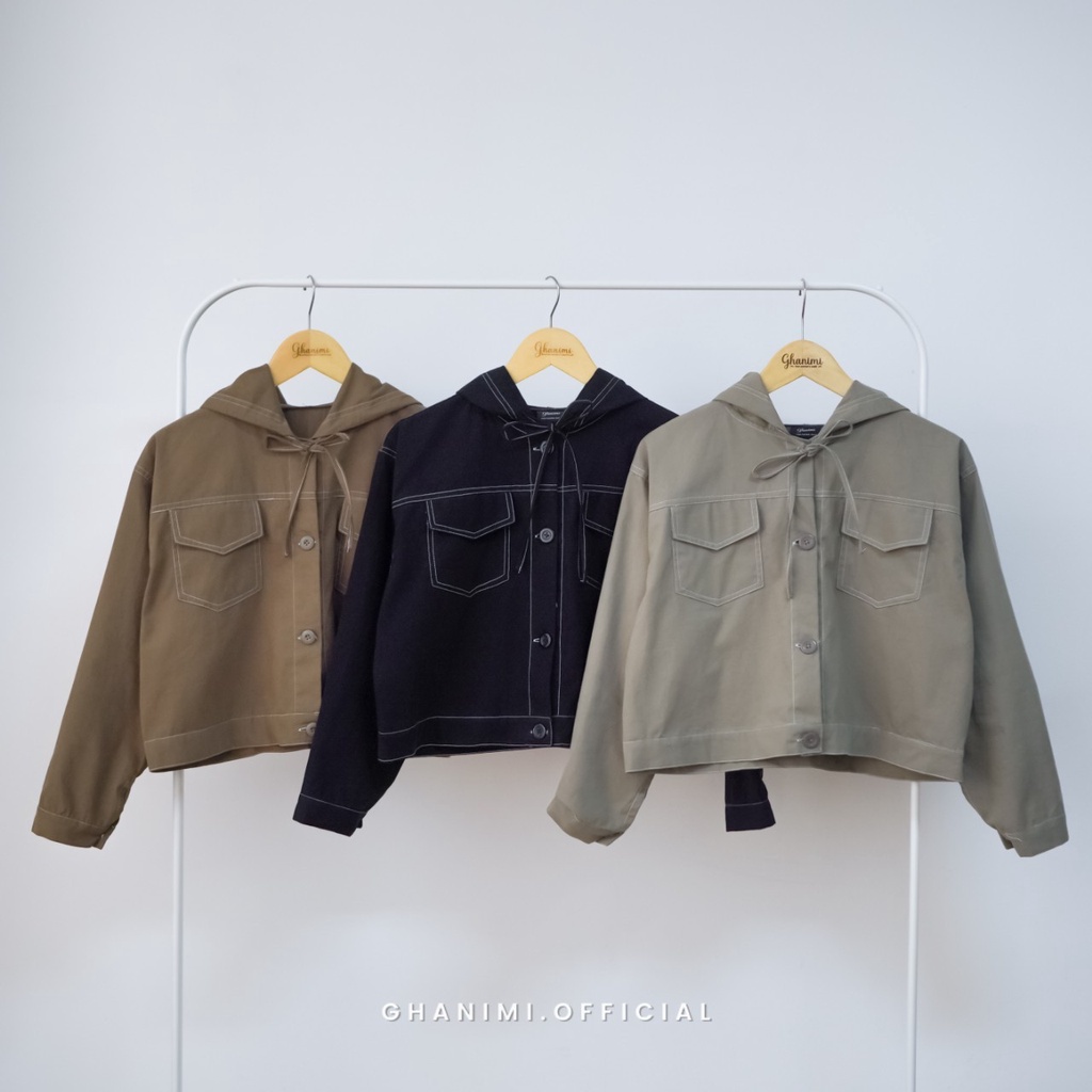 Ghanimi - Aurel Jacket / Jaket hoodie Polos / Jaket motor / Jaket denim / jaket crop kancing tali