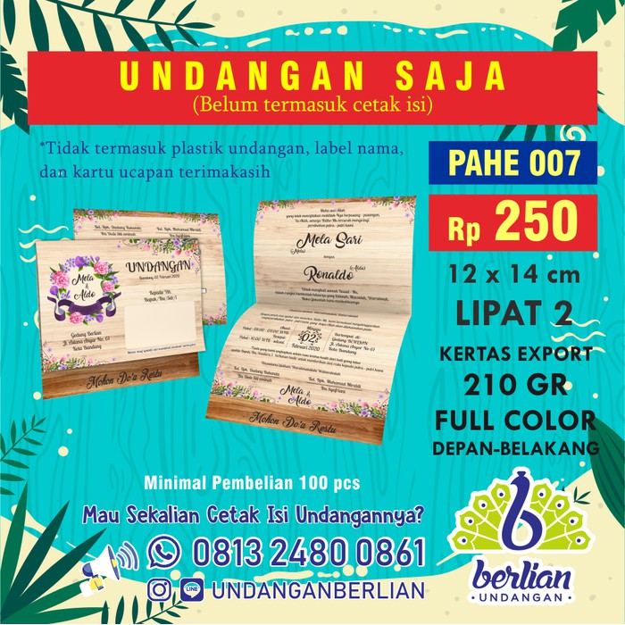 Jual Blangko Undangan Pernikahan Series Pahe 007 Terlaris