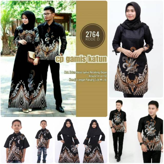 Saroja (091) Couple Keluarga Batik Gamis Batik Katun Premium Motif Ayam