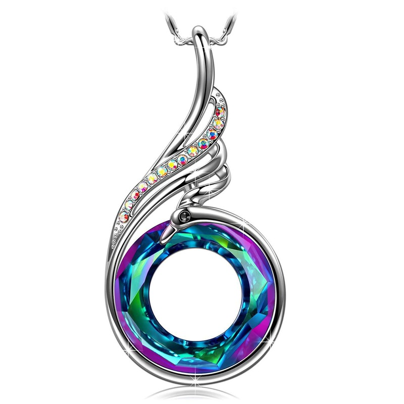 Fashion Inlaid Colorful Crystal Phoenix Pendant Necklace