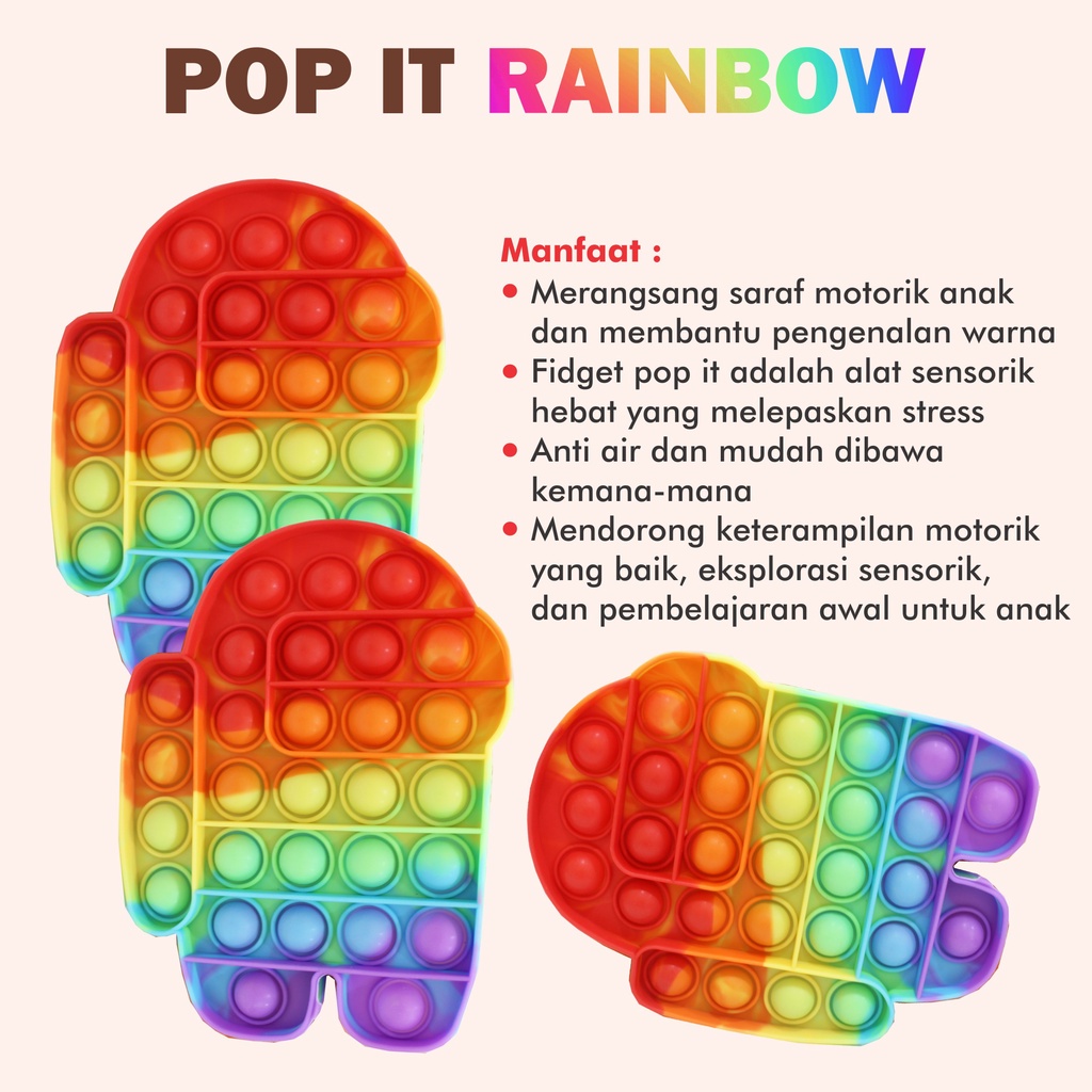 Mainan Pop it / Pop It Murah : Pop it Rainbow Unicorn Fidget Toy Push bubble Penghilang Stres Mainan Anak Murah-4