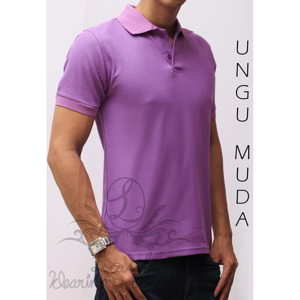 promo baju polo shirt ungu muda kaos kerah polos cowok pria cotton - ungu muda, m terbaru