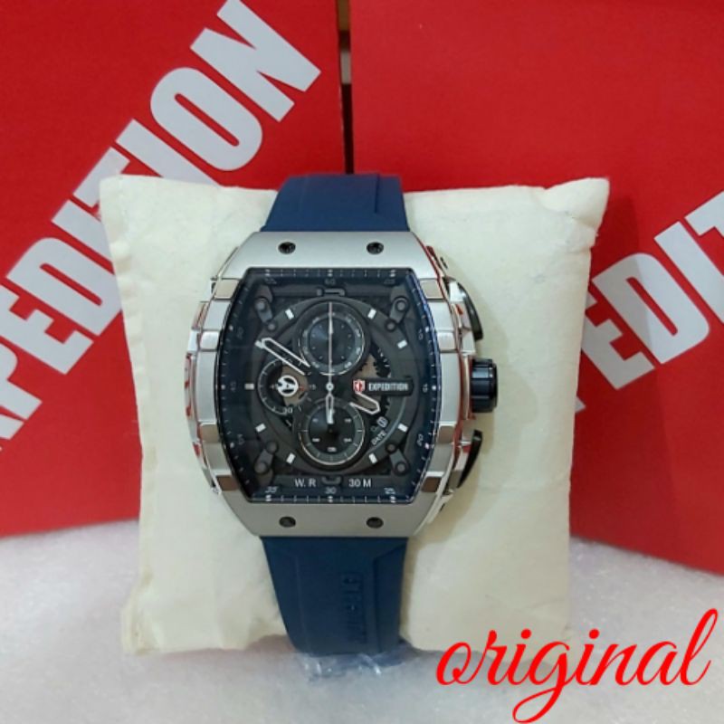 Expedition Pria 6782 Jam Tangan Pria Expedition Tali Rubber Biru Navy