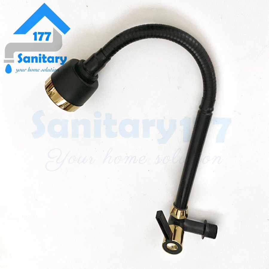 Kran Angsa Flexible Cuci Piring 2in1 Kombinasi Hitam Emas A26-Keran air Sink Tembok Dapur Kitchen Faucet BLack Gold