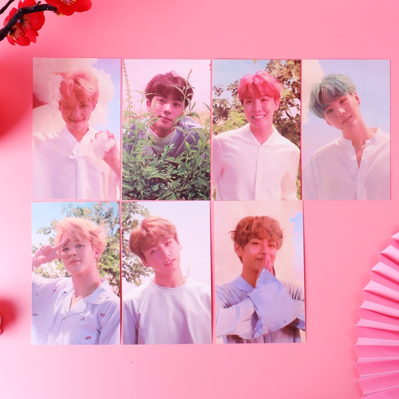 4 / 7Pcs / Set Kartu Foto Lomo Album KPOP BTS Bangtan Boys love yourself her Untuk Hadiah