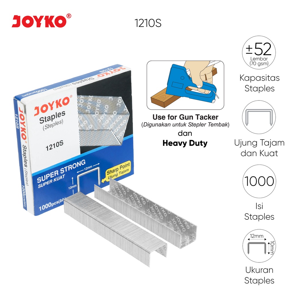 

Heavy Duty Staples Isi Stapler Refill Stapler Joyko 1210S 1 Box