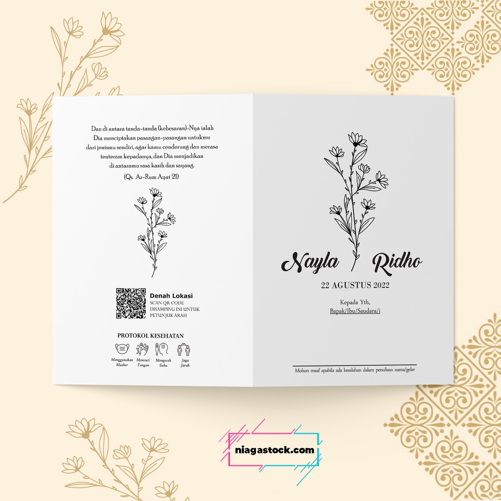 Undangan Lipat 2 Murah, Desain Elegant Simple