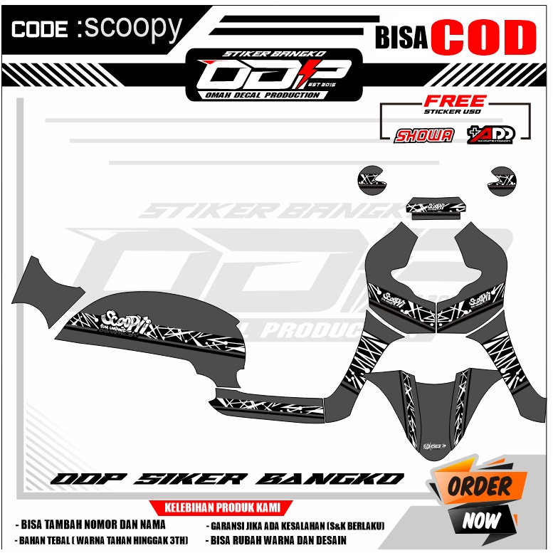 VARIASI aksesoris decal scoopy full body dekal stiker striping stiker motor termurah bahan premium w