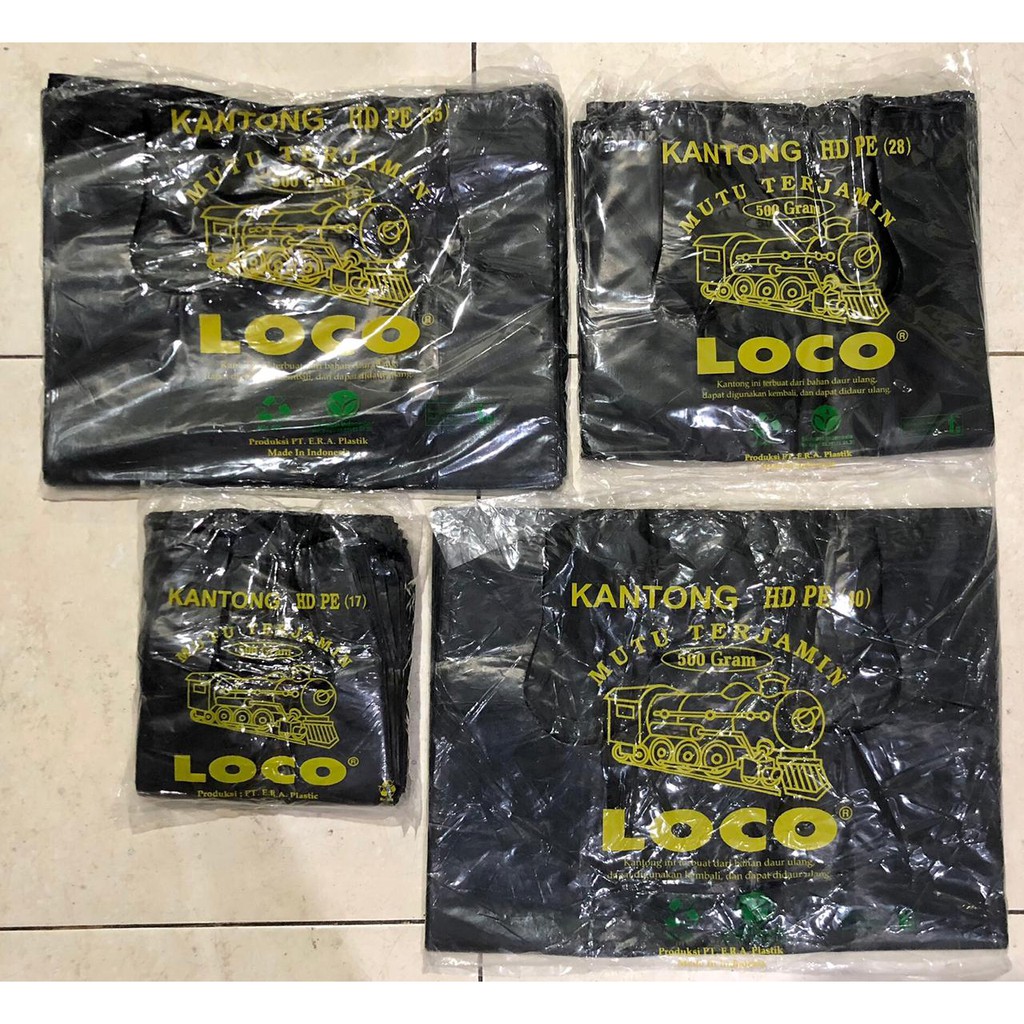 Kantong Plastik LOCO Hitam HD PE tebal ORI 100% 500gram pilihan