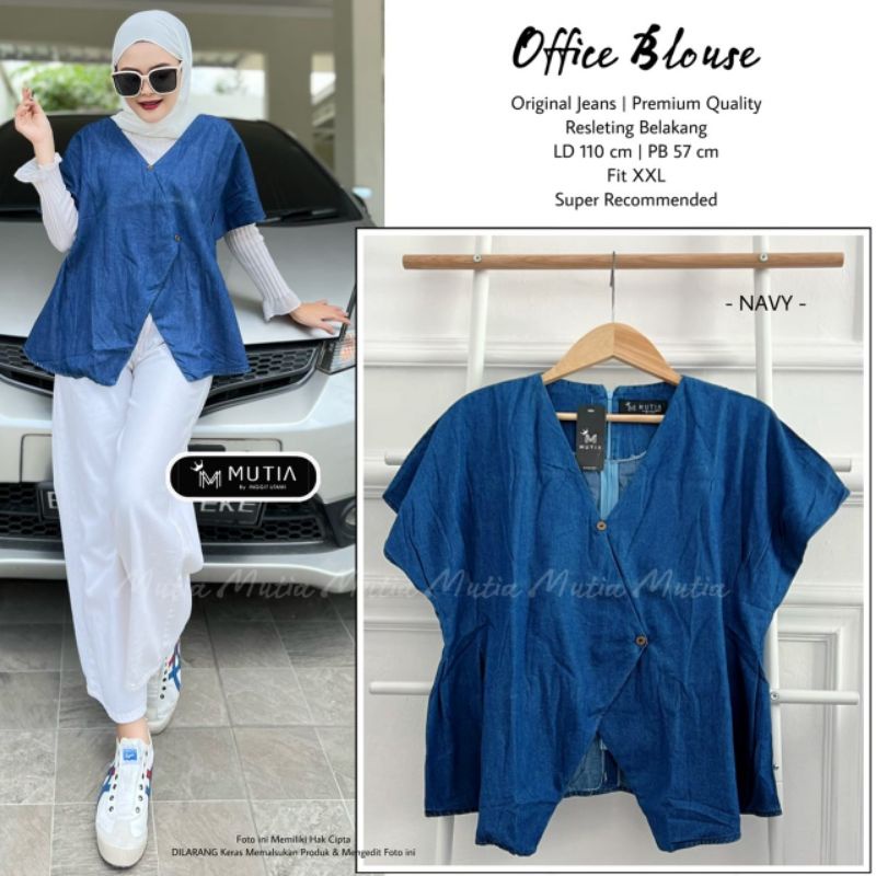 OFFICE BLOUSE BY MUTIA (BLOUSE JEANS WANITA) Blouse muslimah rekomeded