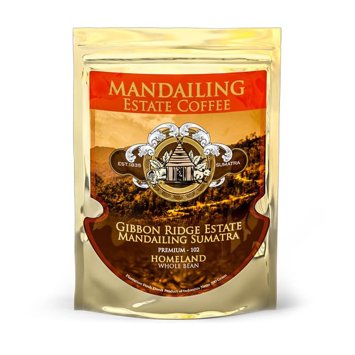 

Mandailing Estate Coffee Kopi Premium Blends Homeland Whole Bean 200gr
