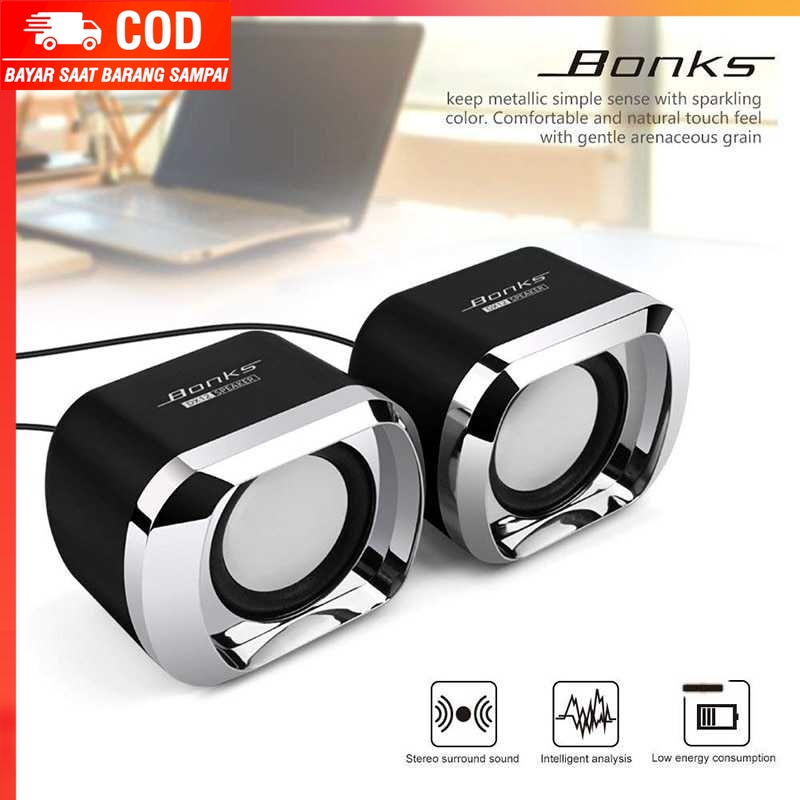 (100% BARANG ORI) BONKS Multimedia Speaker Stereo 2.0 3W - DX12