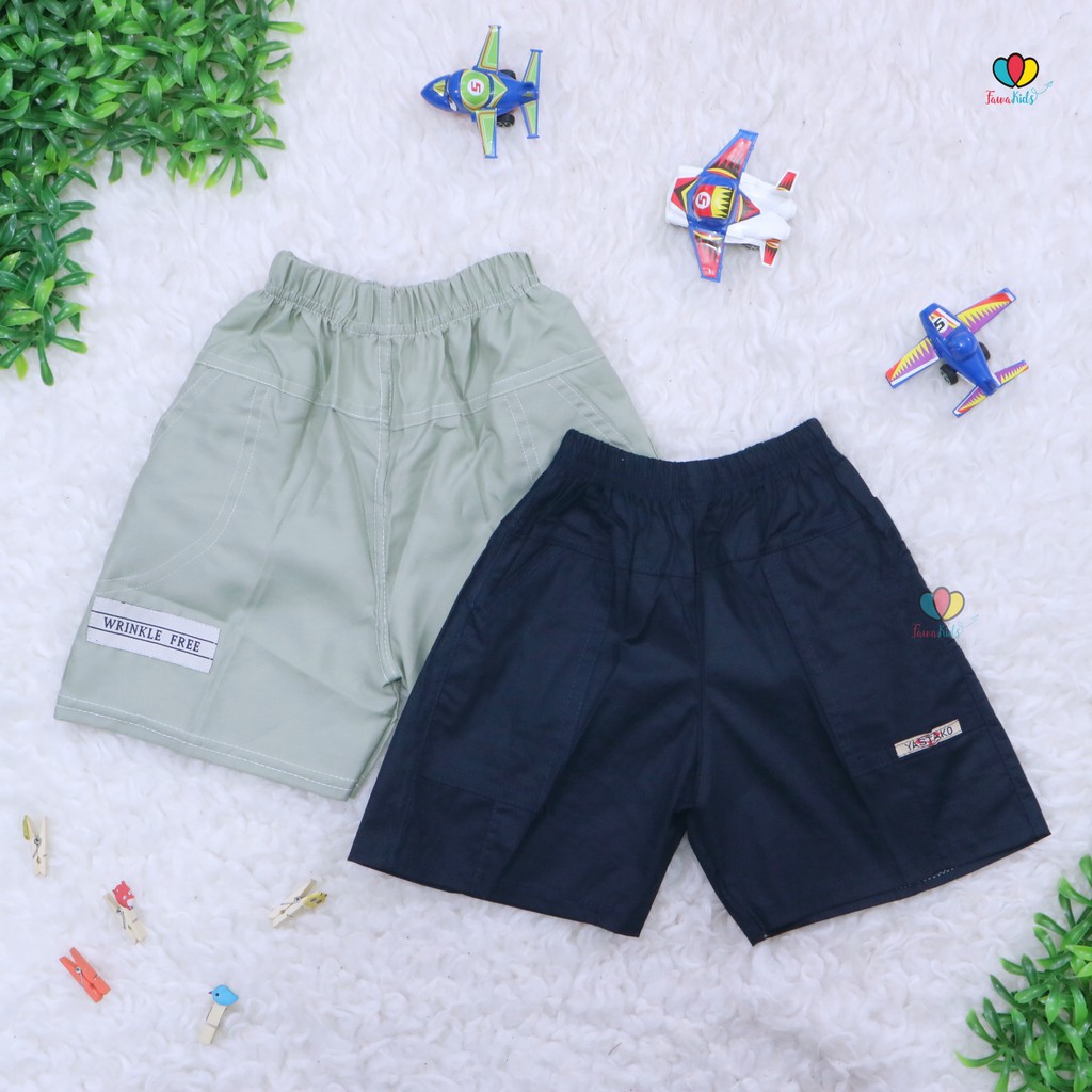 (BUY 1 GET 1) Celana Pendek Polos uk. 1-3 Tahun / Lexy Pants Anak Laki Balita Harian Murah Kantong