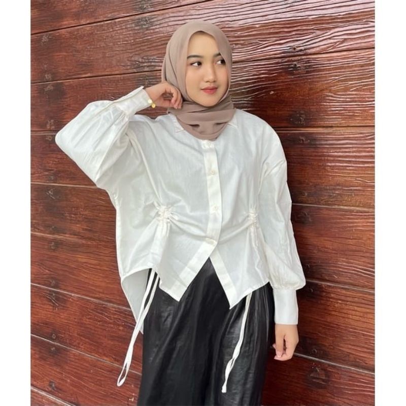 Kemeja Katun Oversize Serut Depan - Katun Shirt Oversize