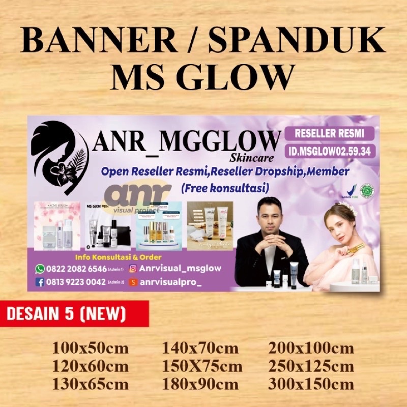 Jual Spanduk Banner Ms Glow Ukuran 1x1 2x1 3x1m Desai 8193