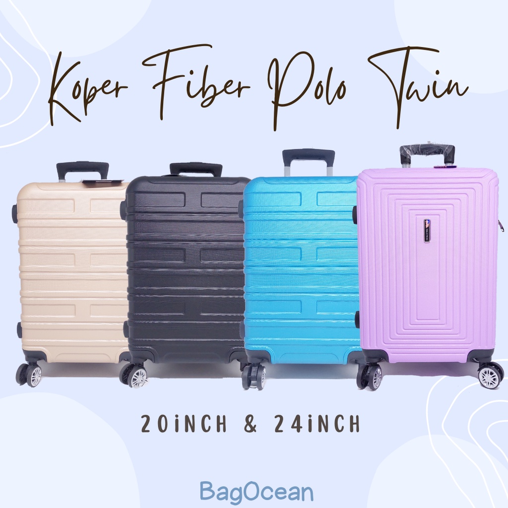 KOPER FIBER POLO TWIN 20 INCHI 24 INCHI / LUGAGE CABIN HARD COVER 20&quot; 24&quot; POLO TWIN ORIGINAL / SUITCASE FIBER POLO TWIN ASLI MURAH / KOPER MOTIF GARIS TAHAN BANTING KUAT / KOPER TRAVEL BAGASI BIG SIZE / WARNA LILAC GOLD BLACK BLUE