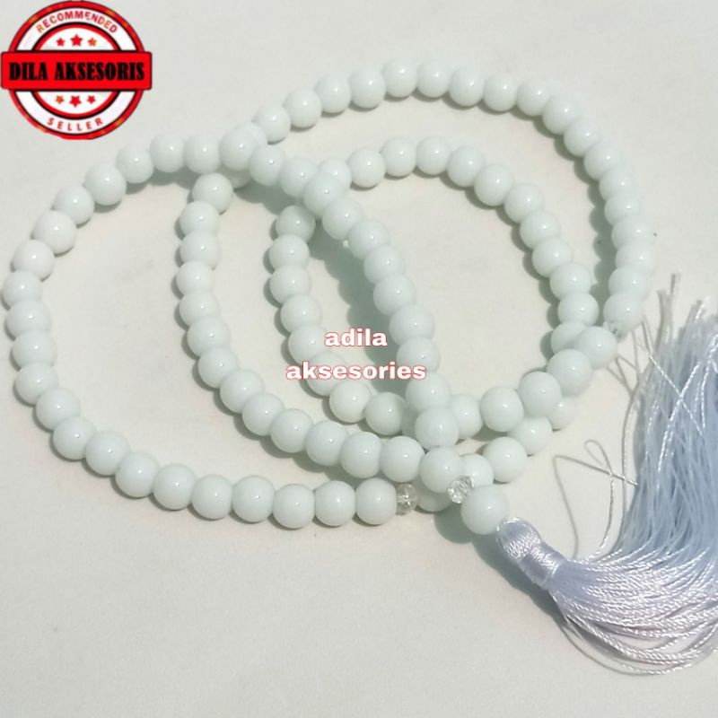 TASBIH BATU GIOK PUTIH 6MM 99 BUTIR