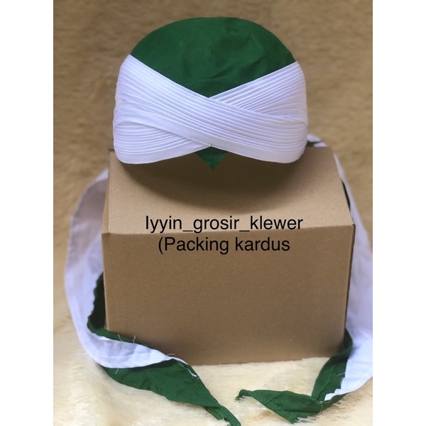 Blangkon Jogja Sunan Sliwir Putih Kombinasi Hijau