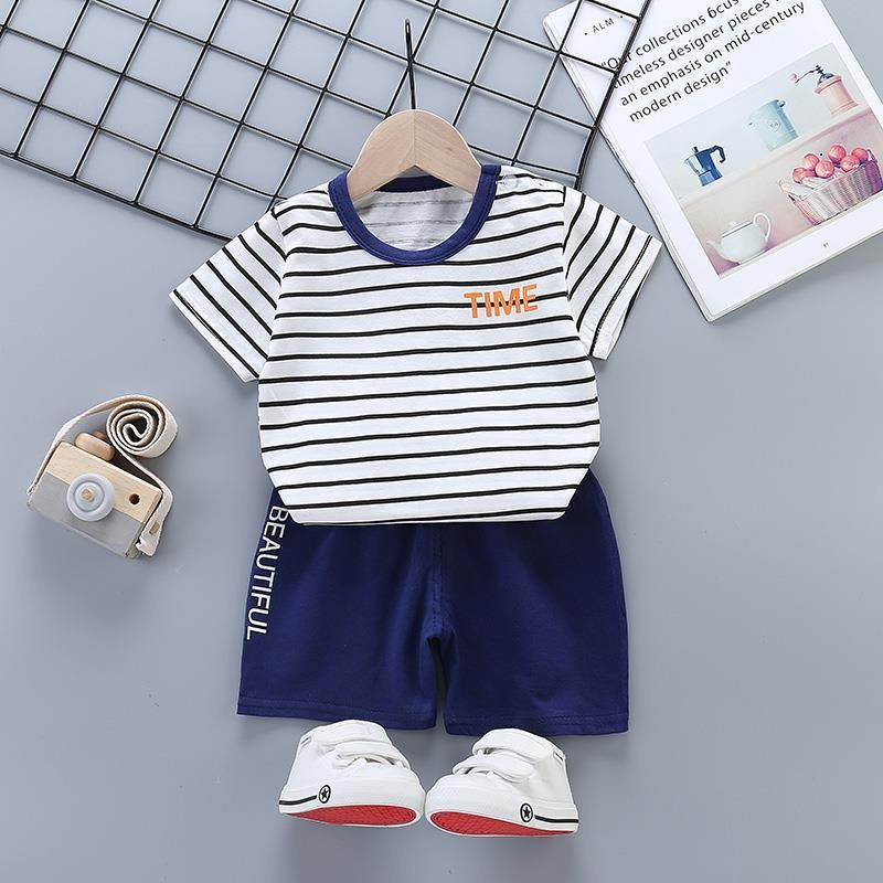 LittleAaron KIDS SUIT PENDEK Setelan Anak Bahan Kaos Lengan + Celana Berkualitas Import 0-3 Tahun ebv