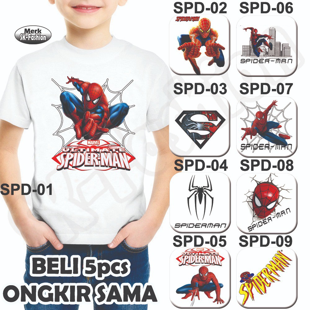 Baju Kaos Anak dan Dewasa Design Spiderman