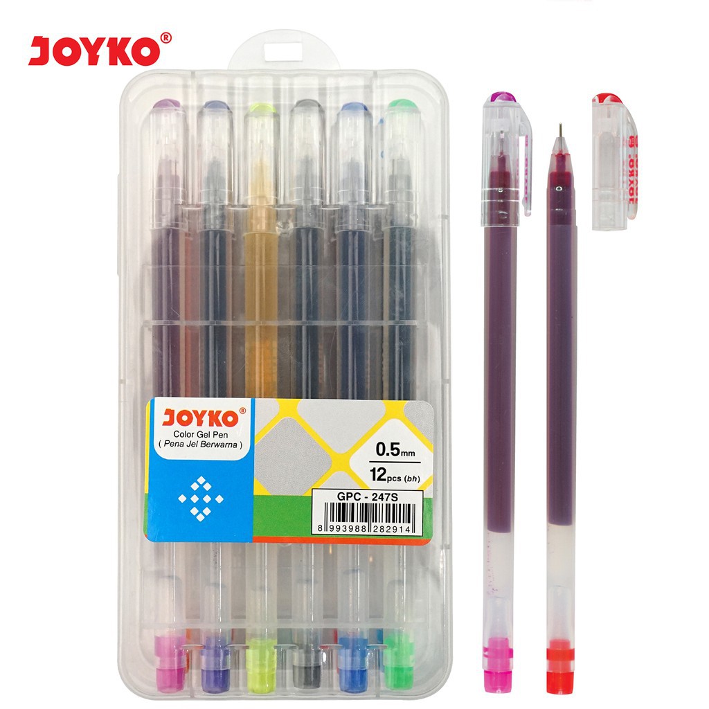 

Color Gel Pen / Pulepen / Pena Joyko GPC-247S / 12 Warna / 0.5 mm / Joyko Original