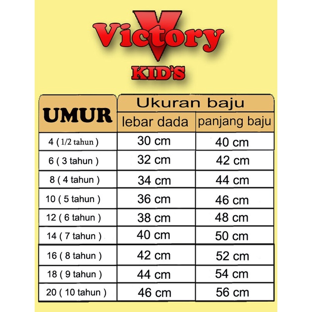 Victory kid's setelan/piyama tangan panjang anak laki-laki 1-10 thn