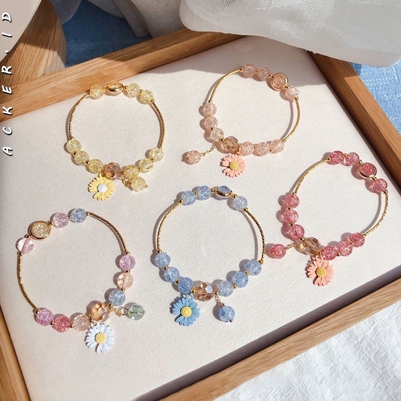 [ACKER] Gelang Liontin Kristal Manis Daisy Untuk Wanita