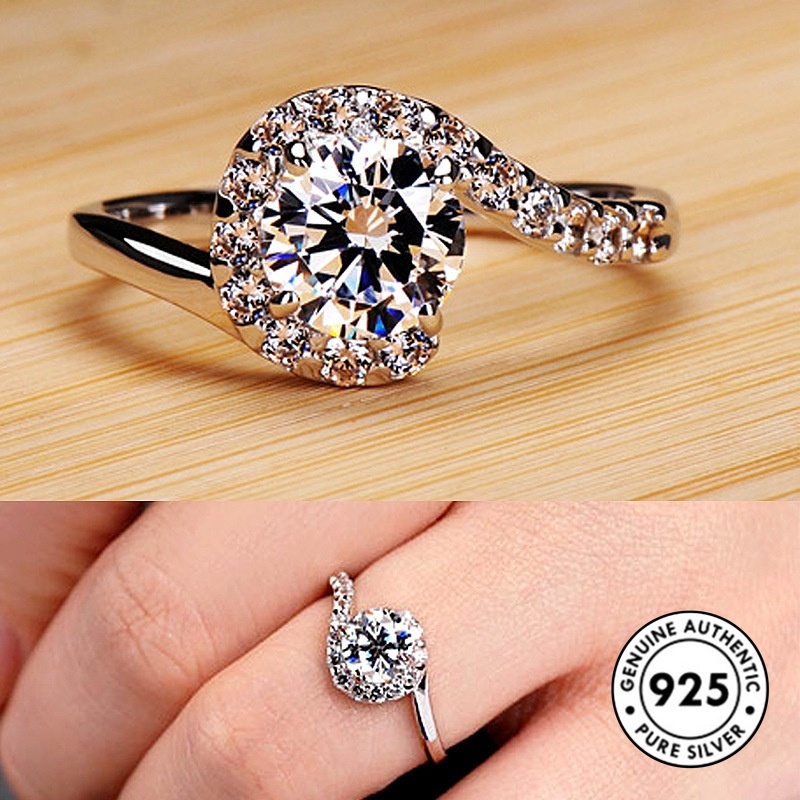 Cincin Sterling Silver 925 Desain Tanda Tanyaseru Hias Berlian Kreatif Untuk Wanita