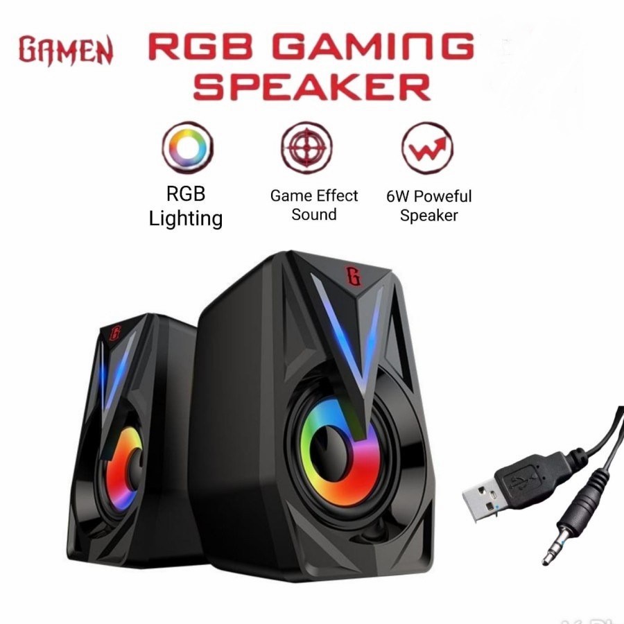 Speaker Gaming GAMEN GS1 RGB Laptop/PC Soundbar Super Bass Portable 6W