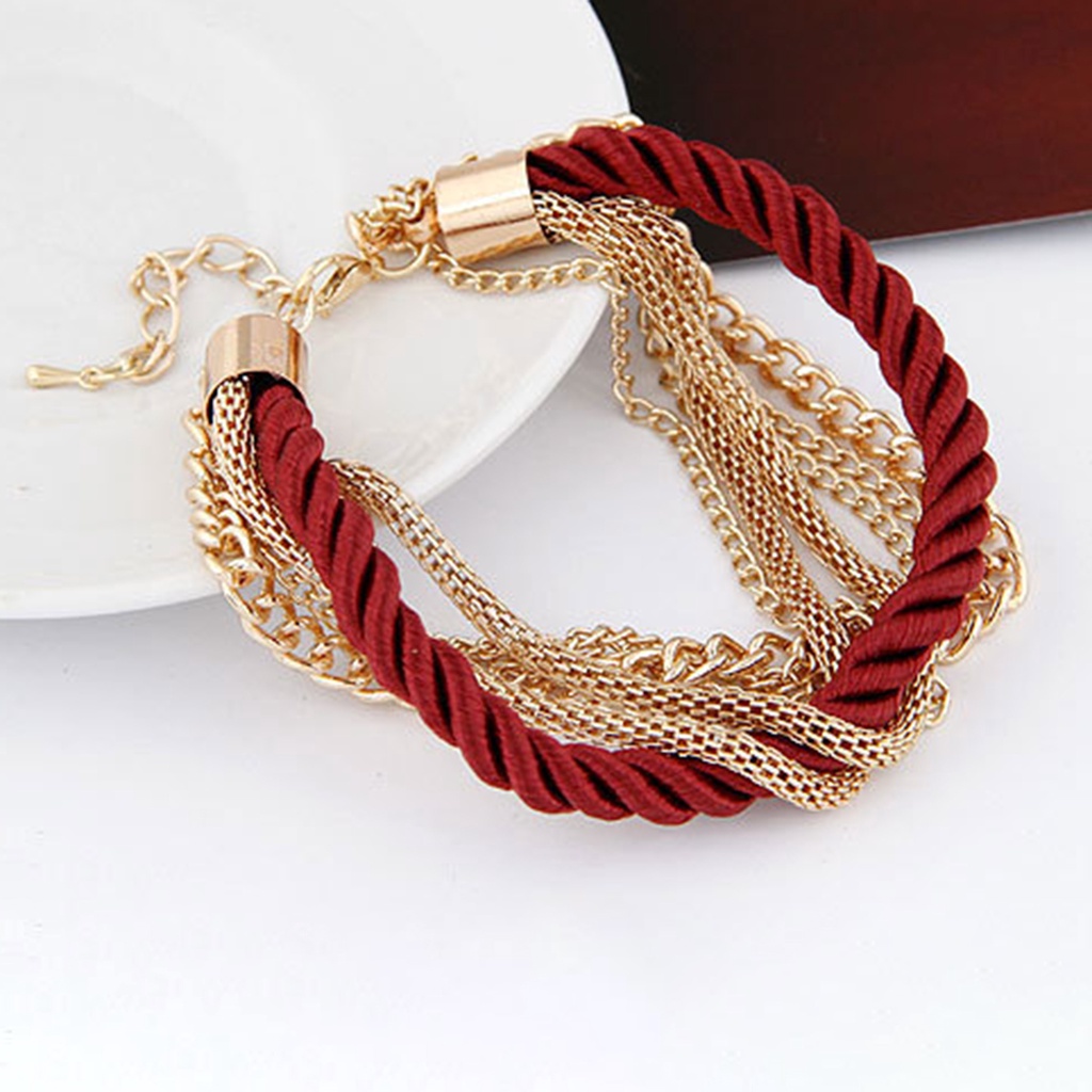 Hu Hu Hu Hu Hu Alat Bantu Pasang Kacamata♡ Gelang Rantai Multilayer Adjustable Bahan Alloy Metal Untuk Wanita