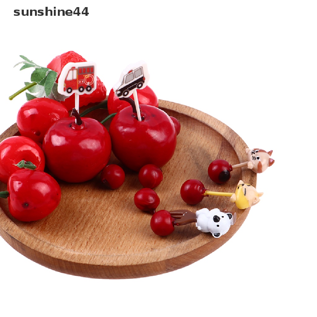 Sunshine 6pcs Garpu Buah / Kue / Snack Mini Bentuk Telapak Kaki Kucing Untuk Anak