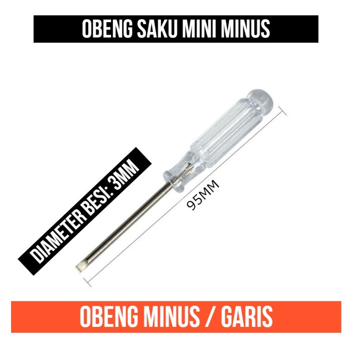 Obeng Minus Saku Mini Kristal Crystal garis Slot 4in