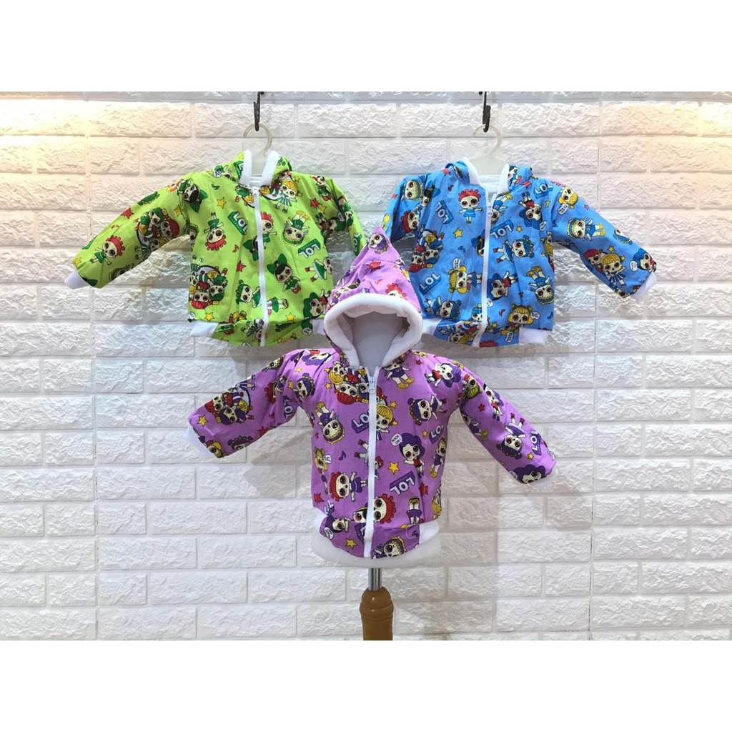 af88 - Jaket Bayi dan Anak Gambar LOL SURPRISE Warna Warni
