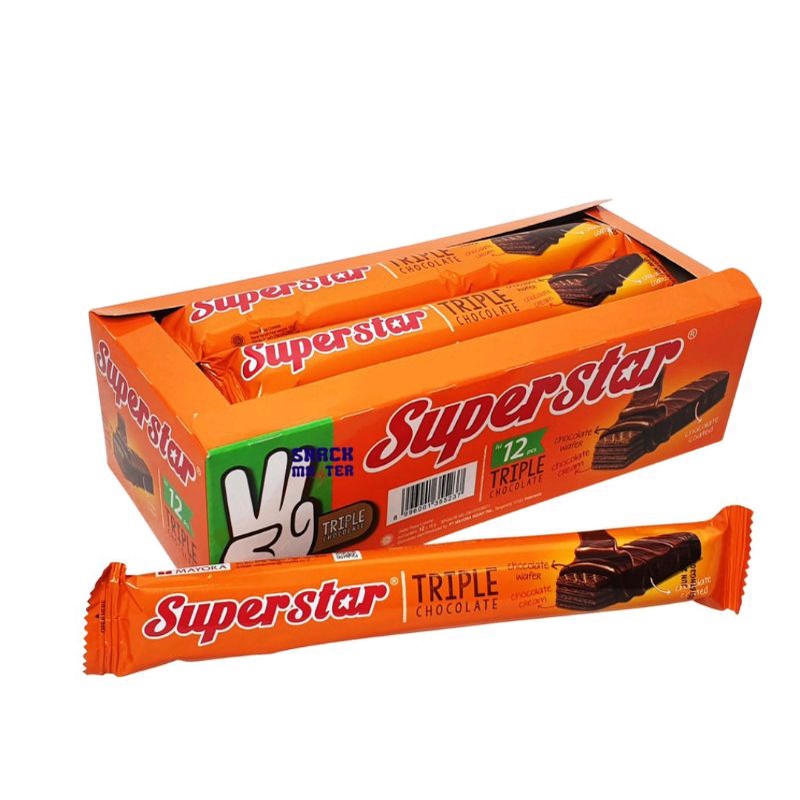 

Wafer superstar coklat nikmat 1pack isi 20pcs makanan ringan jajanan anak snack kiloan