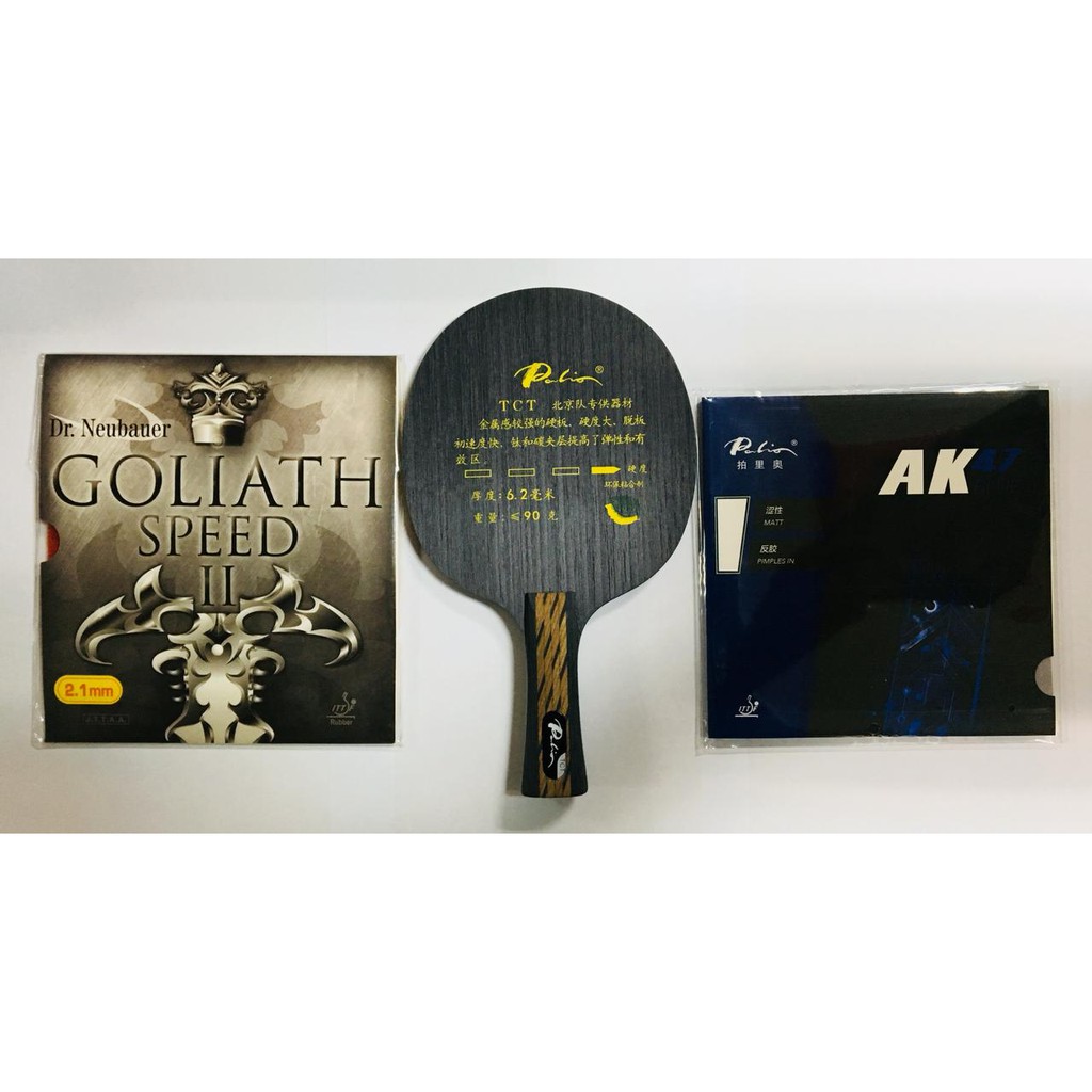Setup Bat Tenis Meja Palio TCT Titanium Carbon Dr.Neubauer Goliath Speed II Palio AK47 Blue Full Set