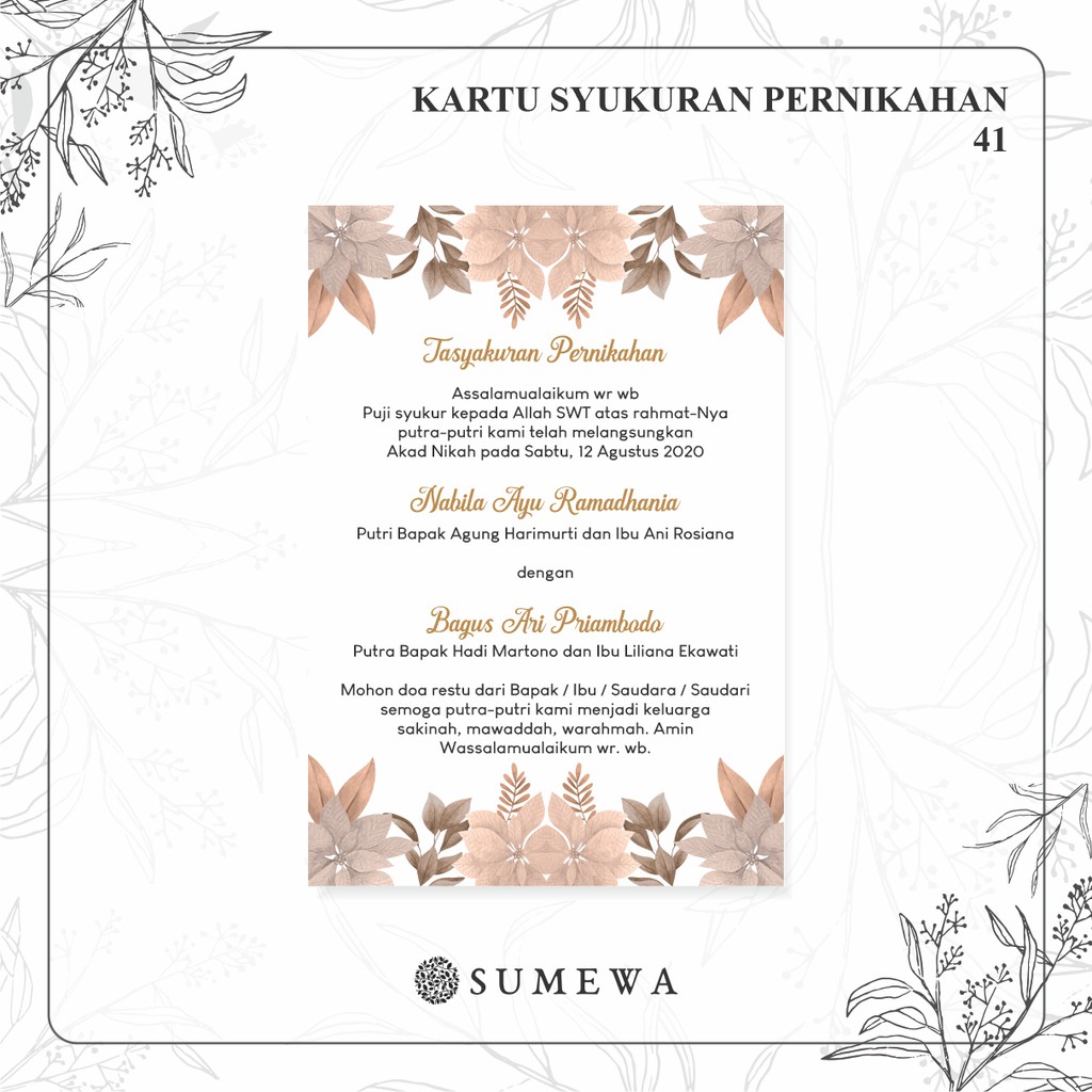 Jual Kartu Ucapan Syukuran Pernikahan / Kartu Tasyakuran Pernikahan