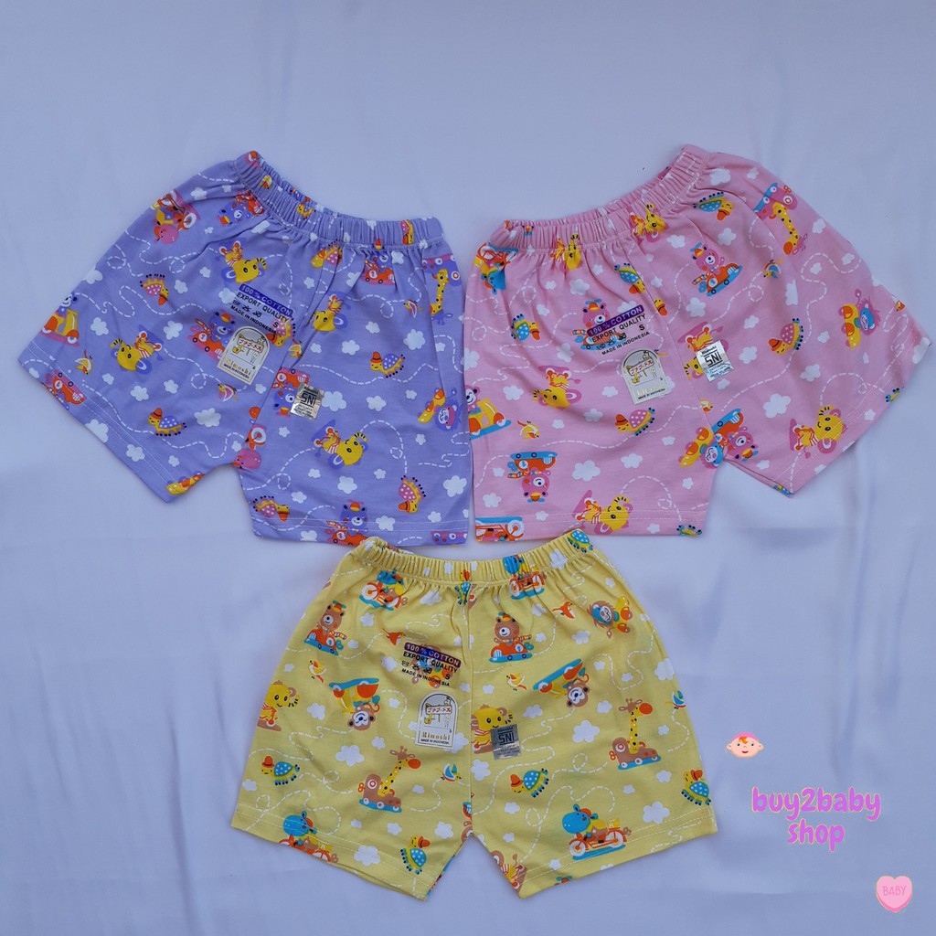 Celana pendek bayi Rimoshi warna motif S,M,L,XL isi 1 PCS