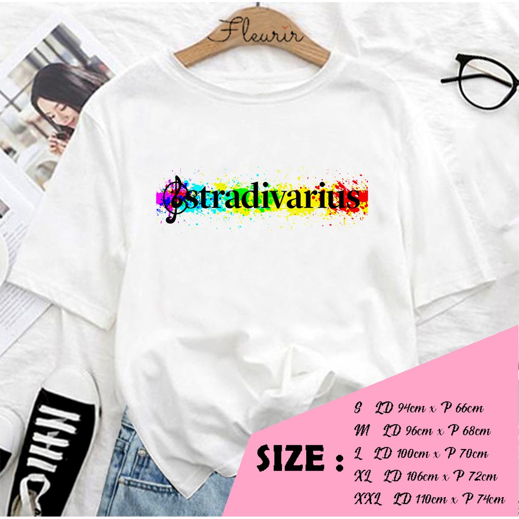 FLEURIR - KAOS STRADIVARIUS WANITA DEWASA LENGAN PENDEK TUMBLR TEE UNISEX