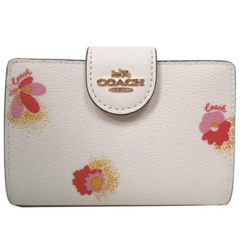 Coach Medium Corner Zip Wallet With Floral Printa (C6439)