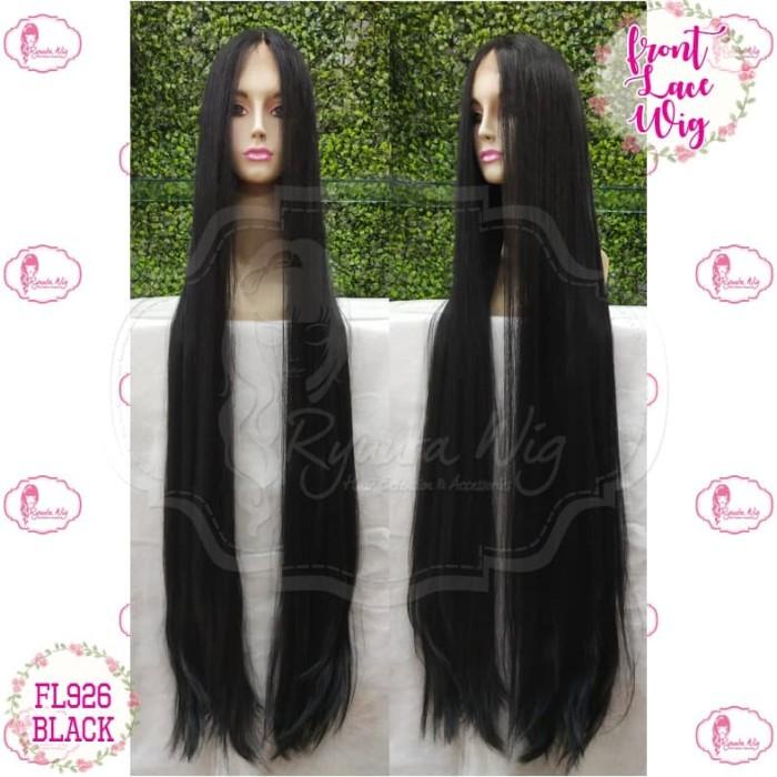 Front Lace Wig Extra Long 100Cm Straight Lurus Hitam Coklat Pirang