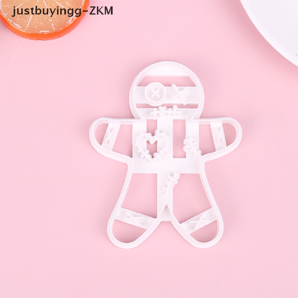 1 Pc Cetakan Pemotong Kue Bentuk Kartun Gingerbread Man Natal Bahan Plastik