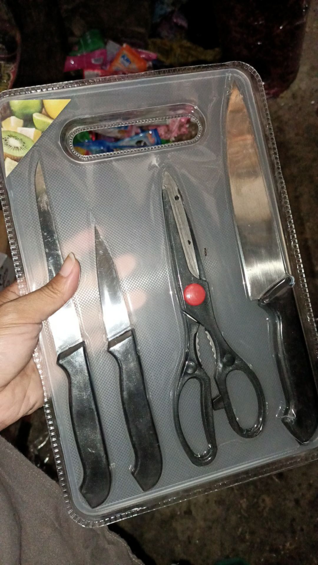 Pisau /talenan Gunting Sayur Daging  5pcs / Set Talenan Dapur Masak / Alat Masak Dapur