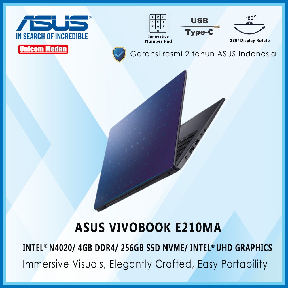 ASUS VIVOBOOK E210MA N4020 4GB SSD 256GB SSD Intel UHD WIN10 + OHS 2019