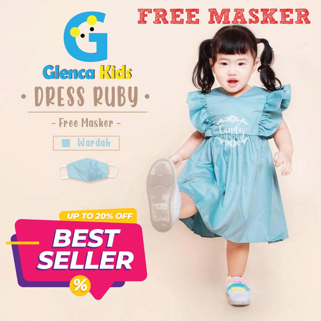 DRESS PESTA ANAK PLUS MASKER GAUN KONDANGAN ANAK BAJU PESTA ANAK PEREMPUAN DRESS ANAK UMUR 1 2 3 4 T