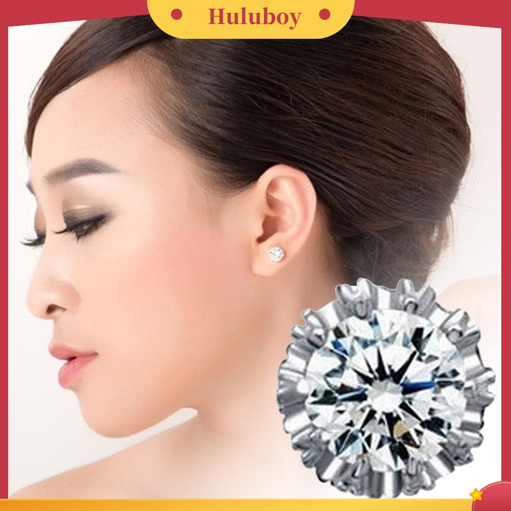 Hu Hu Hu Hu Hu Alat Bantu Pasang Kacamata♡ Anting Tusuk Bentuk Bulat Motif Mahkota Hias Kristal Cubic Zirconia Untuk Wanitahadiah